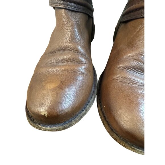 Frye Boots Paige Trapunto Women's 8 B shoes brown Leather Buckle Mid Calf 76115 - Picture 7 of 13